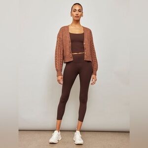 Carbon38 Women’s Cable Knit Cardigan In Mushroom Size XL Lounge